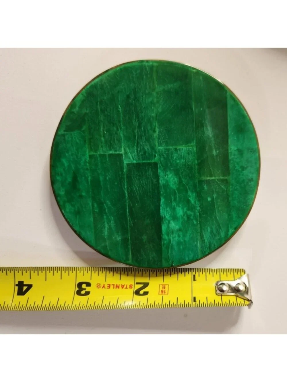 Set Of 10 Green resin & Cork Round Coasters marbled pattern barware drinkware